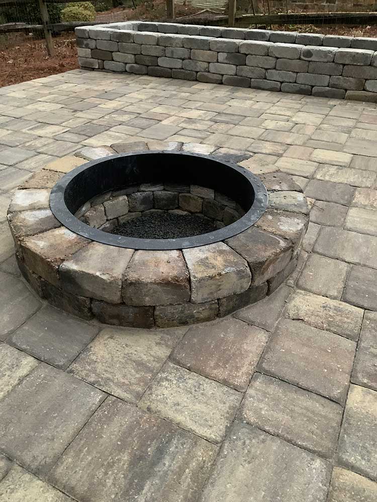 patio paver firepit and plant stand